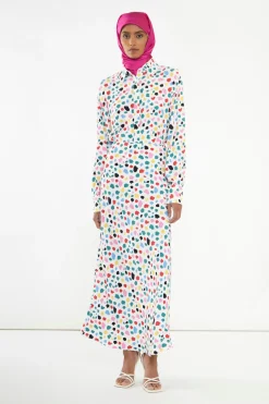 Glamorous Best Dressed Guest|Headscarves|Abstract Spot Bias-Cut Maxi-skirt -