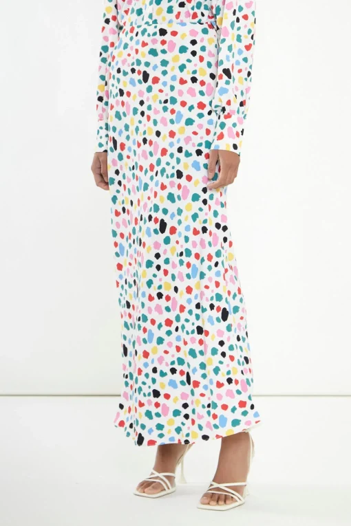 Glamorous Best Dressed Guest|Headscarves|Abstract Spot Bias-Cut Maxi-skirt -