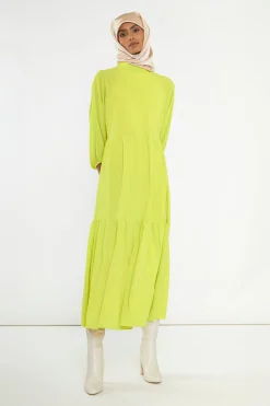 Glamorous Best Dressed Guest|Go To Partywear|Acid-Yellow Open Back Tiered Midi-Dress -