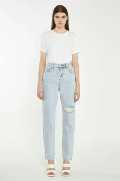 Glamorous Chic Escapes|Ripped & Distressed Jeans|Antique Bleach Distressed Mom Jeans -