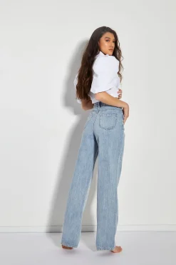 Glamorous High Waisted Jeans|Wide Leg Jeans|Antique Blue High-Waist Wide Leg 90s Jeans -