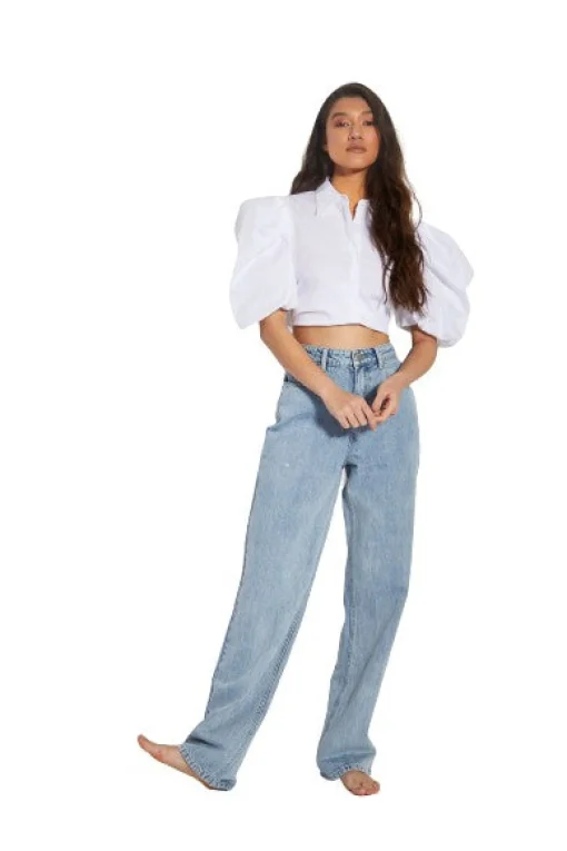 Glamorous High Waisted Jeans|Wide Leg Jeans|Antique Blue High-Waist Wide Leg 90s Jeans -