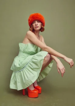 Glamorous Dresses|Best Dressed Guest|Apple Green Bandeau Ruffle Mini-dress -