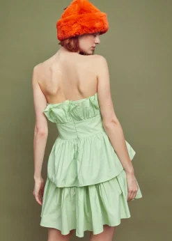 Glamorous Dresses|Best Dressed Guest|Apple Green Bandeau Ruffle Mini-dress -