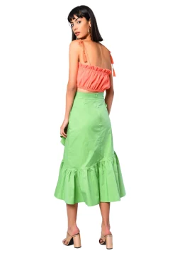 Glamorous Midi & Midaxi Skirts|Apple Green Ruffle Detail Midi Skirt -