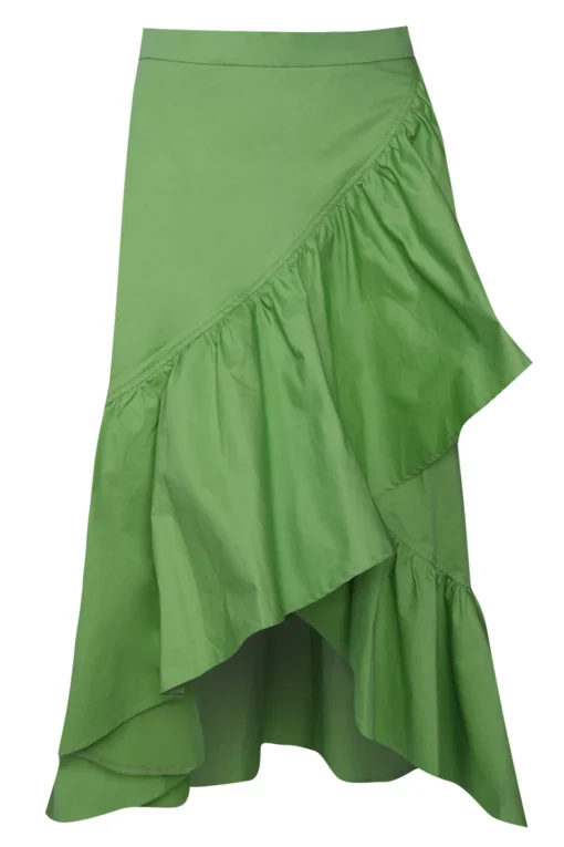 Glamorous Midi & Midaxi Skirts|Apple Green Ruffle Detail Midi Skirt -