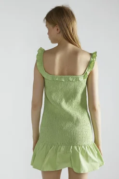 Glamorous Mini Dresses|Mini Dresses|Apple-Green Square-Neck-Bodycon Mini-Dress -