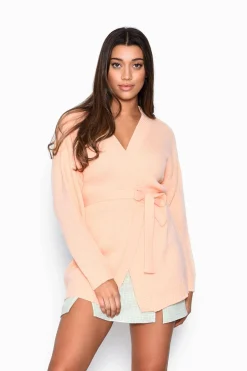 Glamorous Cardigans|Apricot Wrap long sleeve-cardigan -