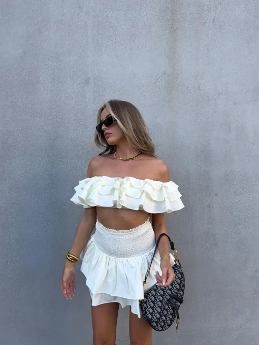 Glamorous Bottoms|Co-ords|Arabella Co-ord RaRa Mini Skirt -Cream -