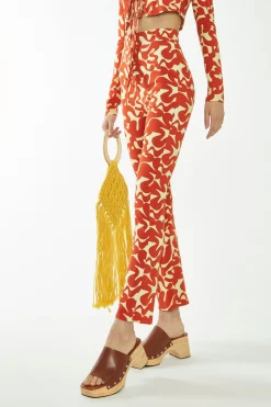 Glamorous Jet Setter|Glamorous Care: Our Sustainable Collection|Banana-Orange Squiggle Jersey Flared Trousers -