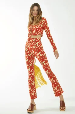 Glamorous Jet Setter|Glamorous Care: Our Sustainable Collection|Banana-Orange Squiggle Scoop Neck Crop-Top -
