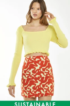Glamorous Glamorous Care: Our Sustainable Collection|Crops, Corsets & Bodysuits|Banana-Yellow Square Neck Crop Top -