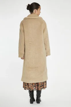 Glamorous Faux Fur & Leather|Longline Coats|Beige Teddy-Fur Longline-Coat -