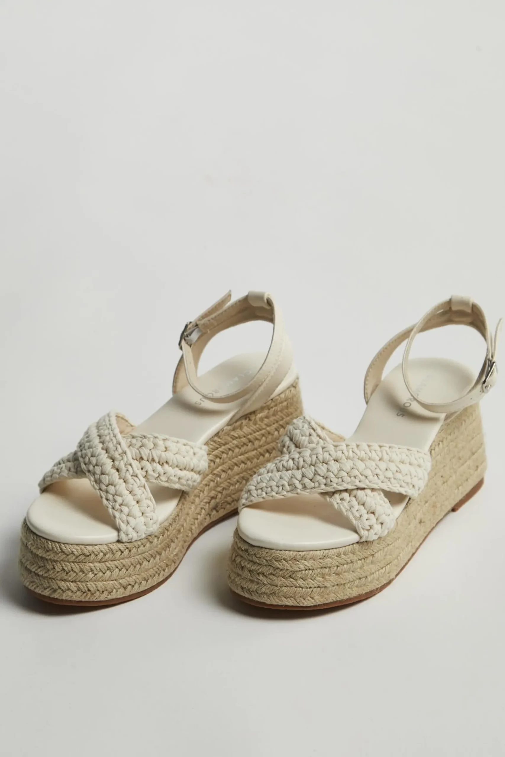 Glamorous Platform Heels|Beige-Crochet Espadrilles Platform-Wedges -