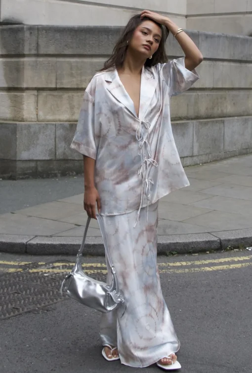 Glamorous Bottoms|Maxi Skirts|Beige-Grey-Watercolour Bias-Cut-Maxi-Skirt -