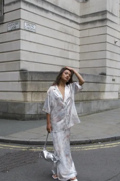 Glamorous Bottoms|Maxi Skirts|Beige-Grey-Watercolour Bias-Cut-Maxi-Skirt -