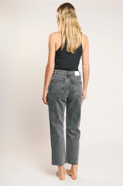 Glamorous Straight Leg Jeans|Black Acid-Wash Straight Leg Jeans -