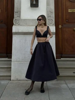 Glamorous Going Out Skirts|Co-ords|Black Audrey Co-ord Skater Midi-Skirt -