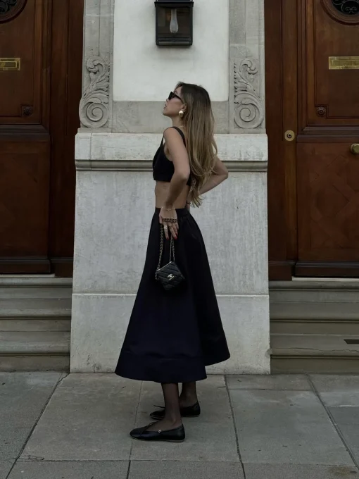 Glamorous Going Out Skirts|Co-ords|Black Audrey Co-ord Skater Midi-Skirt -