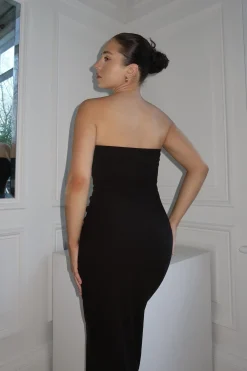 Glamorous Day Dresses|Glamorous Care: Our Sustainable Collection|Black Bandeau Bodycon Midi-Dress -