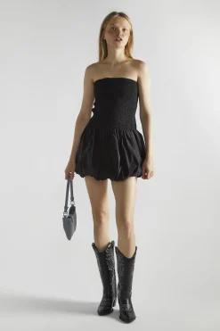 Glamorous Mini Dresses|Mini Dresses|Black Bandeau Shirred Mini-Dress -