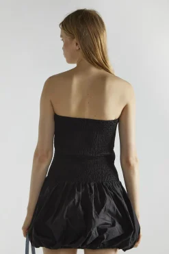 Glamorous Mini Dresses|Mini Dresses|Black Bandeau Shirred Mini-Dress -