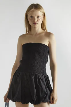 Glamorous Mini Dresses|Mini Dresses|Black Bandeau Shirred Mini-Dress -