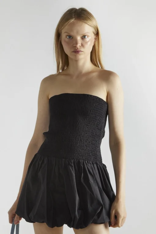 Glamorous Mini Dresses|Mini Dresses|Black Bandeau Shirred Mini-Dress -