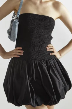 Glamorous Mini Dresses|Mini Dresses|Black Bandeau Shirred Mini-Dress -