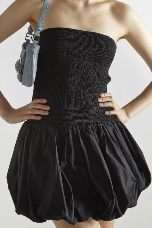 Glamorous Mini Dresses|Mini Dresses|Black Bandeau Shirred Mini-Dress -