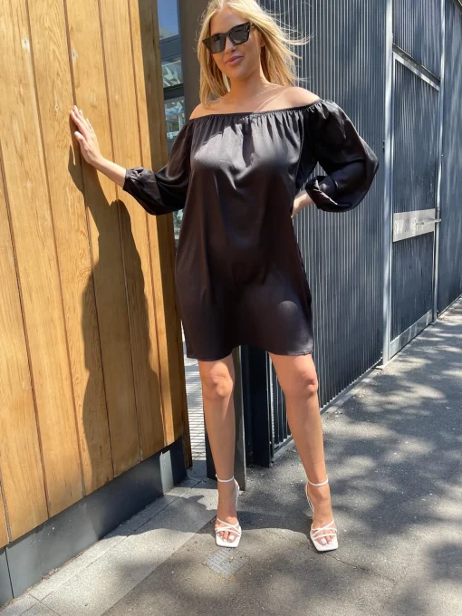 Glamorous Day Dresses|Glamorous Curve|Black Bardot Mini-Dress -