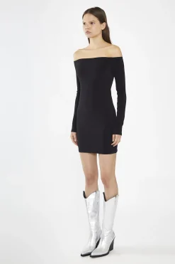 Glamorous Day Dresses|Party Dresses|Black Bardot Mini-Dress -