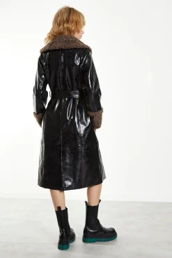 Glamorous Faux Fur & Leather|Coats|Black Belted Coat with Faux Fur -