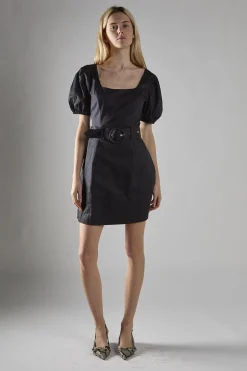 Glamorous Mini Dresses|Mini Dresses|Black Belted Peplum Mini-Dress -