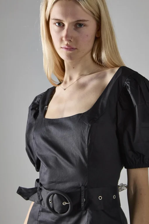 Glamorous Mini Dresses|Mini Dresses|Black Belted Peplum Mini-Dress -