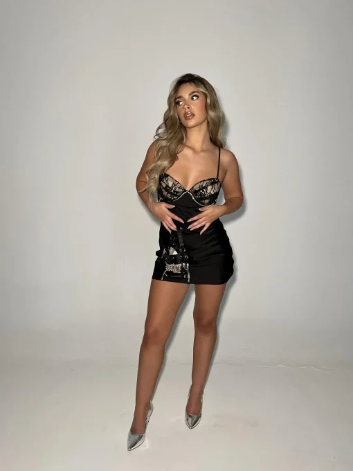Glamorous Go To Partywear|Party Dresses|Black Bias-Cut Mini-dress -
