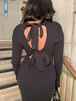 Glamorous Maxi Dresses|Maxi Dresses|Black Bow-Back Maxi-Dress -
