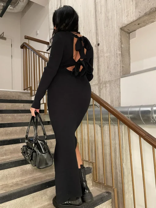 Glamorous Maxi Dresses|Maxi Dresses|Black Bow-Back Maxi-Dress -
