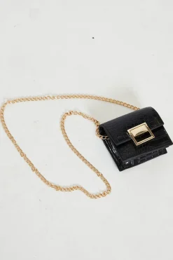 Glamorous Go To Partywear|Cross-body Bags|Black Buckle Chain Square Cross-Body Bag -