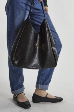 Glamorous Tote Bags|Black Buckle Tote-Bag -