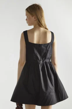 Glamorous Mini Dresses|Mini Dresses|Black Button Front Pleated Mini-Dress -