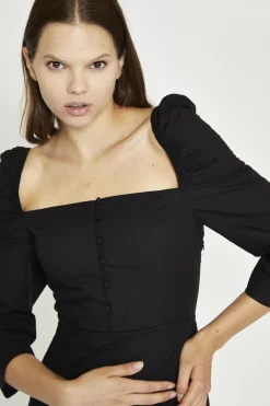 Glamorous Day Dresses|Mini Dresses|Black Button-Front Mini-Dress -