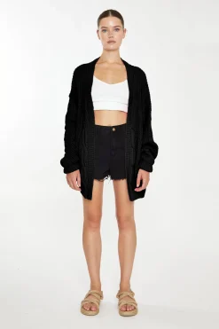 Glamorous Cardigans|Black Cable Knit Cardigan -