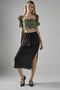 Glamorous Midi & Midaxi Skirts|Black Check High-Waist Split Thigh Midaxi-Skirt -