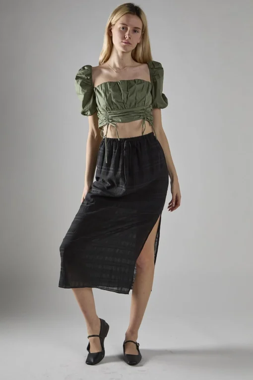 Glamorous Midi & Midaxi Skirts|Black Check High-Waist Split Thigh Midaxi-Skirt -
