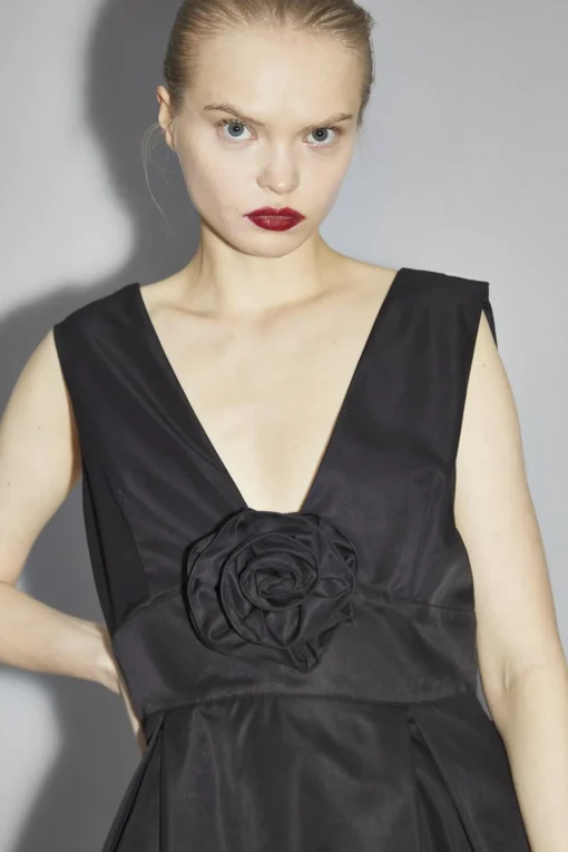 Glamorous Party Dresses|Going Out Dresses|Black Corsage Skater Mini-Dress -