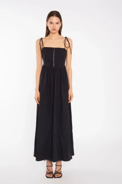 Glamorous Graduation|Day Dresses|Black Corset Front Maxi-Dress -
