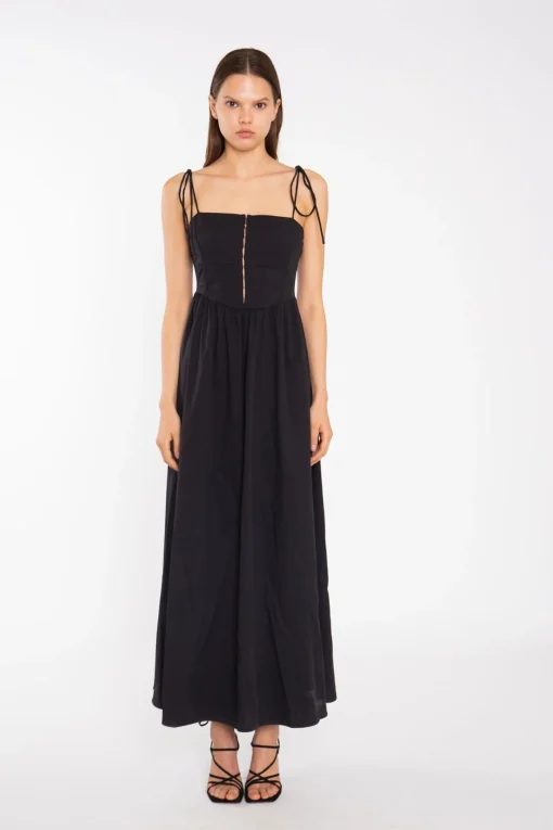 Glamorous Graduation|Day Dresses|Black Corset Front Maxi-Dress -