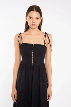 Glamorous Graduation|Day Dresses|Black Corset Front Maxi-Dress -
