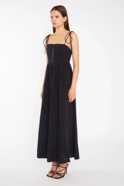 Glamorous Graduation|Day Dresses|Black Corset Front Maxi-Dress -